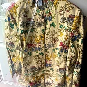 BROCADE ASIAN INSPIRED WOMENS BLAZER NEHRU JACKET RED BLUE YELLOW CREAM